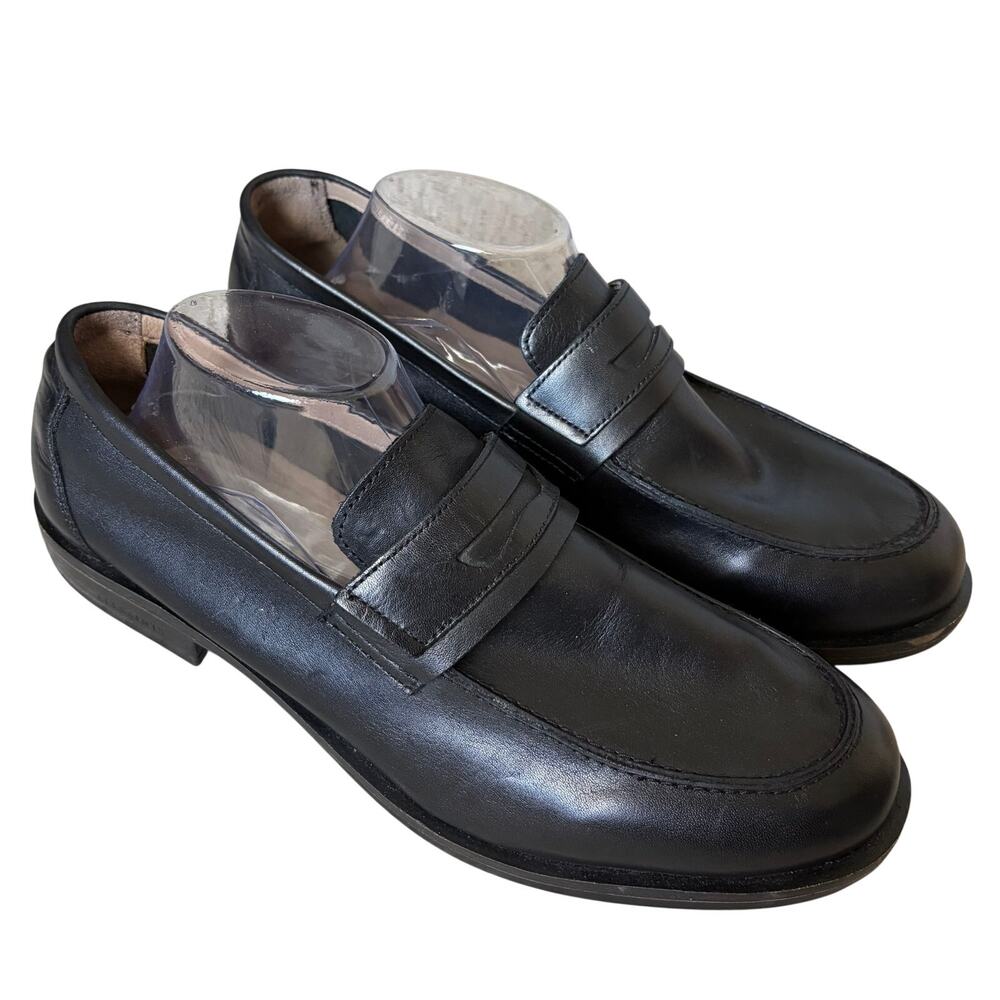 *NEW AllSaints Mens Sam Penny Loafer Shoes Black Size EU46/ US13 Leather
